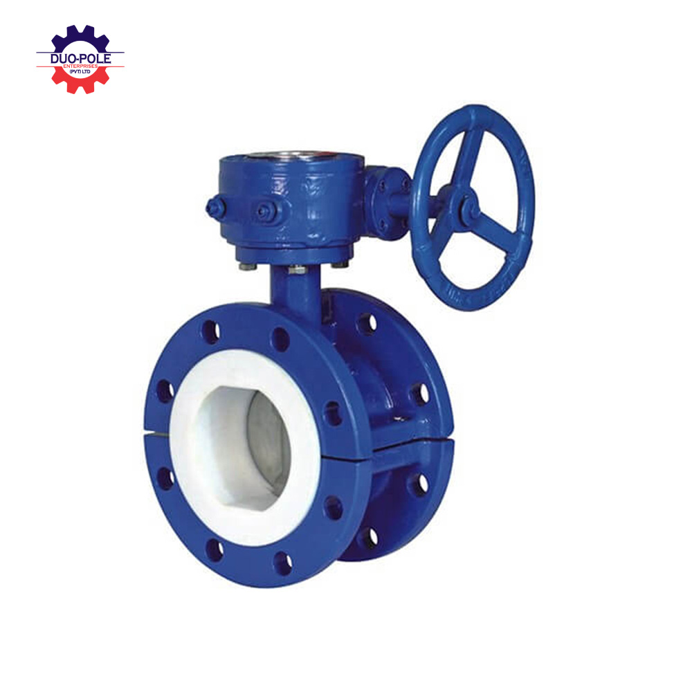 Double flange fluorine lined butterfly 
                    valve