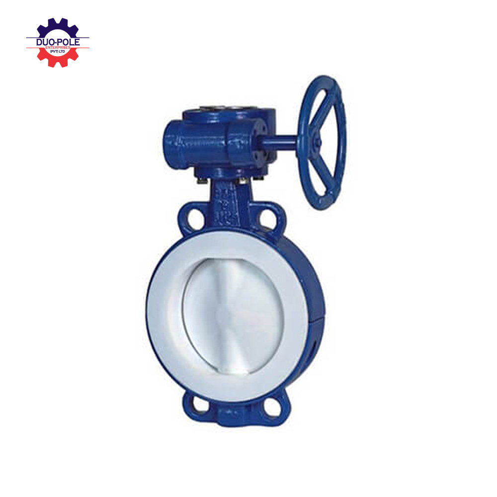 Wafer lined fluorine butterfly valve